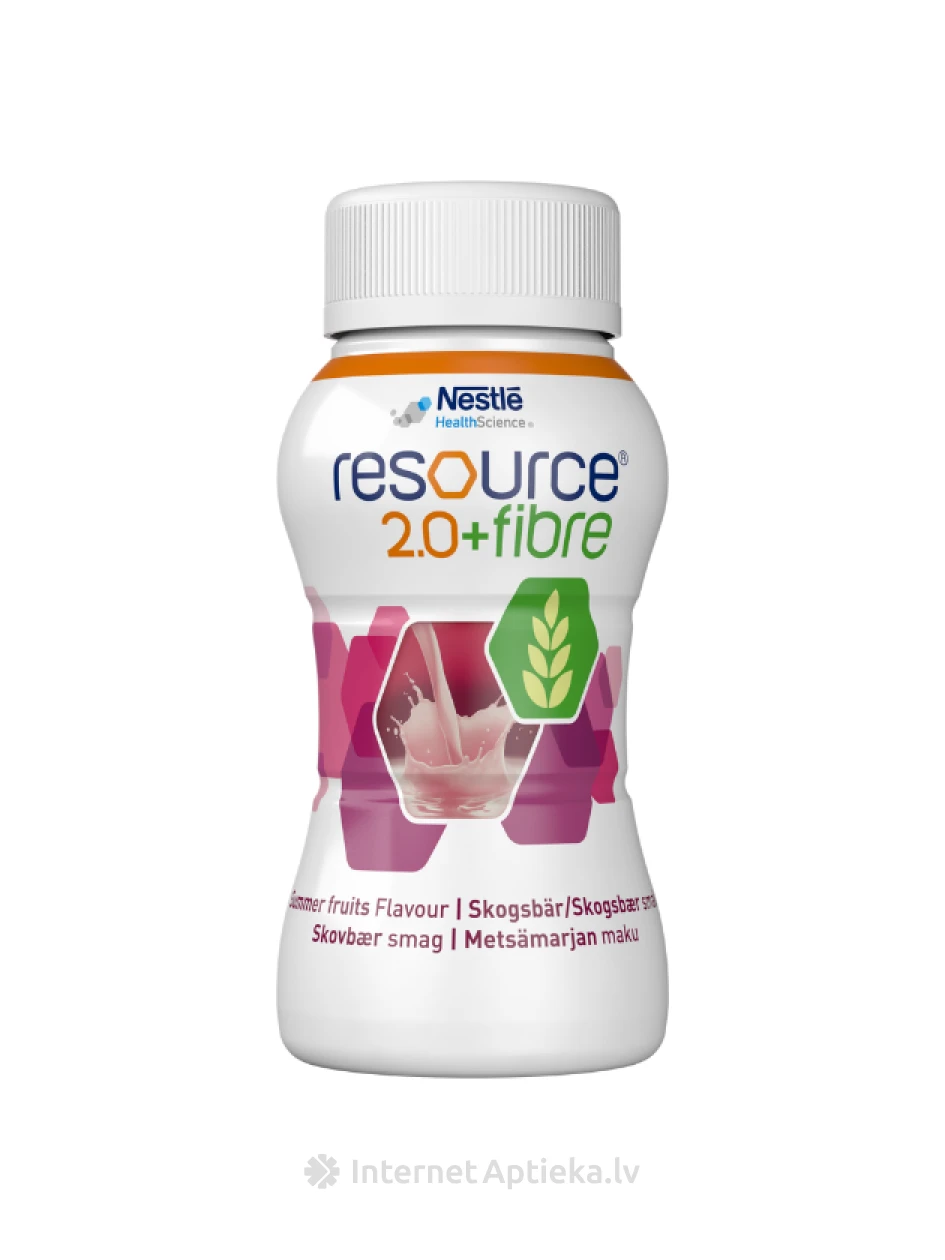 Resource 2.0 Fibre Pārtika medicīniskiem nolūkiem ar  meža ogu garšu, 4 x 200 ml | internetaptieka.lv