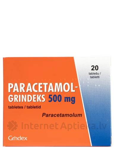 Paracetamols Grindeks 500mg, 20 tabletes | internetaptieka.lv