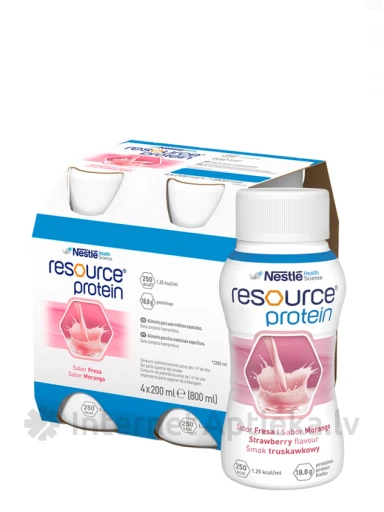 Resource Protein Strawberry Pārtika medicīniskiem nolūkiem, 4*200 ml | internetaptieka.lv