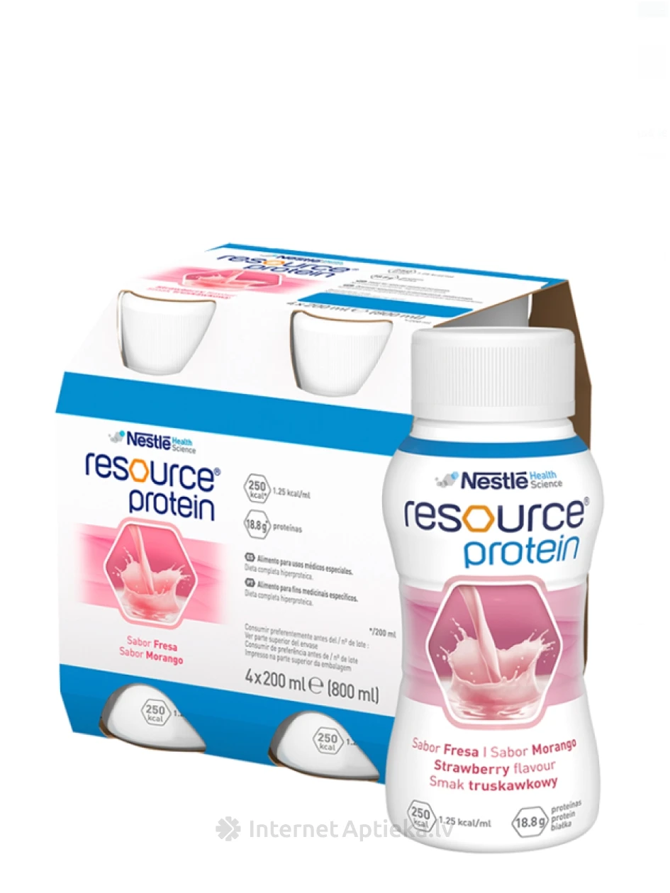 Resource Protein Strawberry Pārtika medicīniskiem nolūkiem, 4*200 ml | internetaptieka.lv