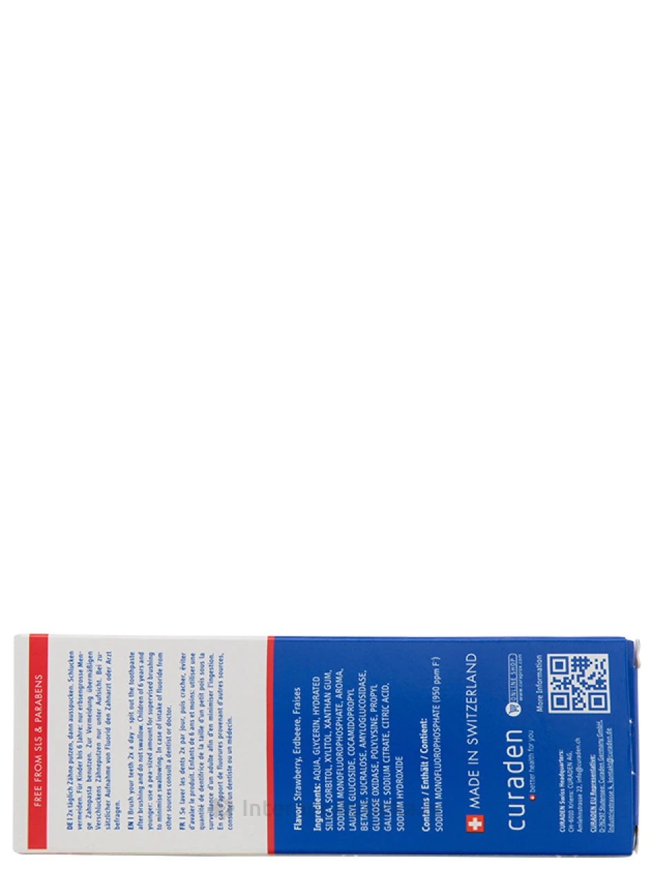 Зубная паста Curaprox kids со вкусом клубники, с содержания фторида 950 г/дм3, 60 мл | internetaptieka.lv