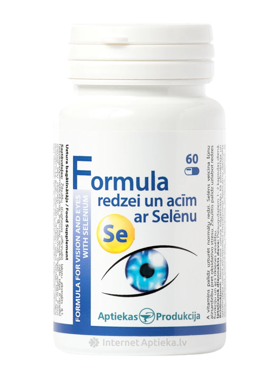 Nägemise ja silmade valem seleeniga, 60 kapslit | internetaptieka.lv