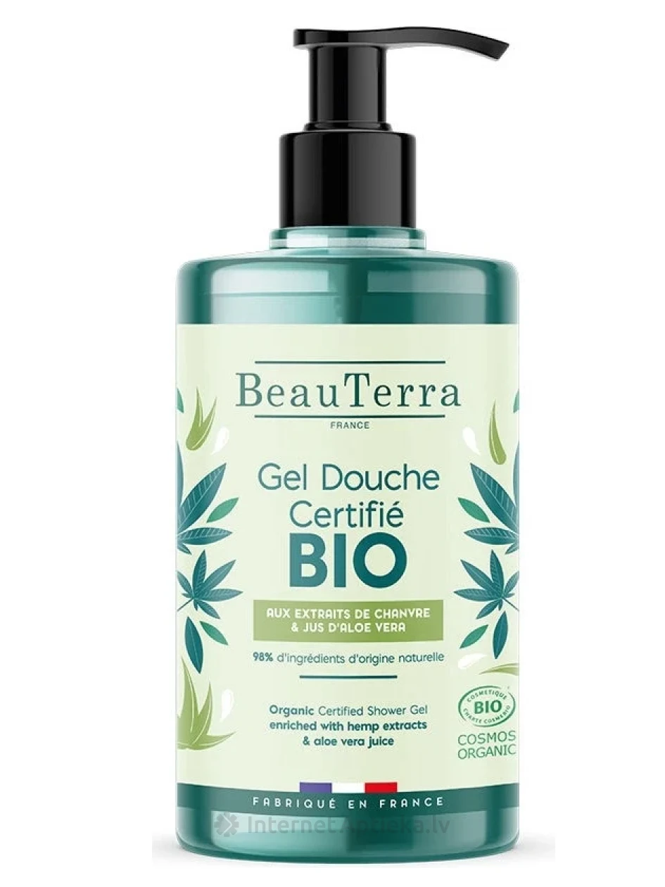 BeauTerra BIO dušas gels ar kaņepju un alvejas ekstraktu, 750ml | internetaptieka.lv