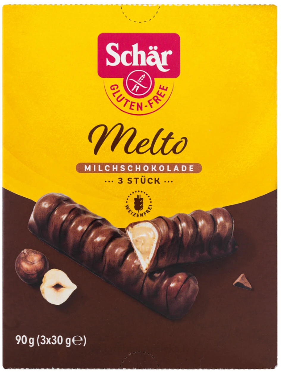 Schär MELTO батончик с ореховым кремом в молочном шоколаде, без глютена, 90 г | internetaptieka.lv