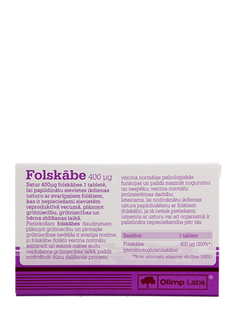 Olimp Labs Folskābe 400mkg, 30 tabletes | internetaptieka.lv