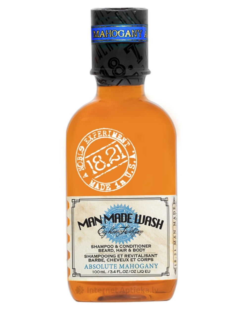18.21 MAN MADE Trīs vienā dušas želeja ar mahagonija aromātu, 100 ml | internetaptieka.lv