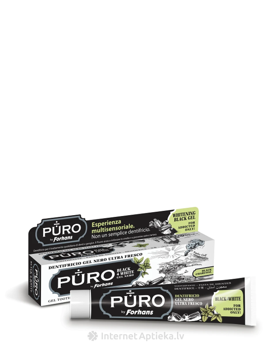 Puro by Forhans Black4White hambapasta, 75 ml | internetaptieka.lv