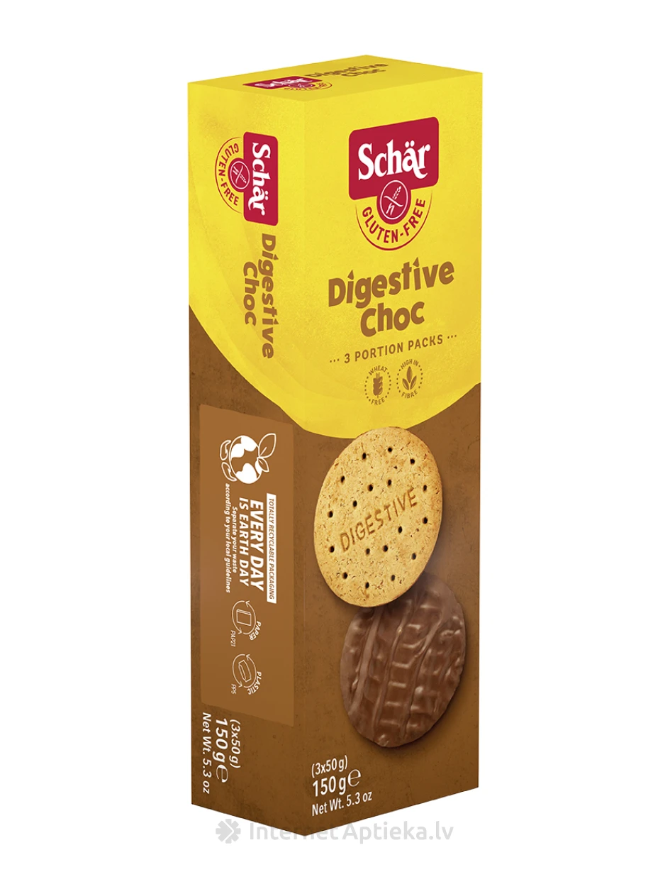 Schär DIGESTIVE CHOC безглютеновые печенья в шоколадной глазури, 150 г | internetaptieka.lv