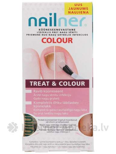 Nailner Treat&Colour противогрибковый лак для ногтей, 2 x 5 мл | internetaptieka.lv
