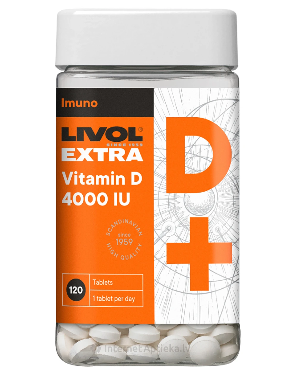 LIVOL EXTRA Vitamin D 4000SV, 120 tabletes | internetaptieka.lv
