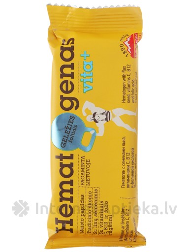 Hematogenas vita+ Гематоген с семенами льна и витаминами, 50 г