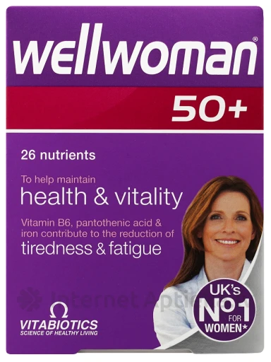 Vitabiotics Wellwoman 50+ multivitamīni sievietēm no 50 gadiem, 30 tabletes | internetaptieka.lv
