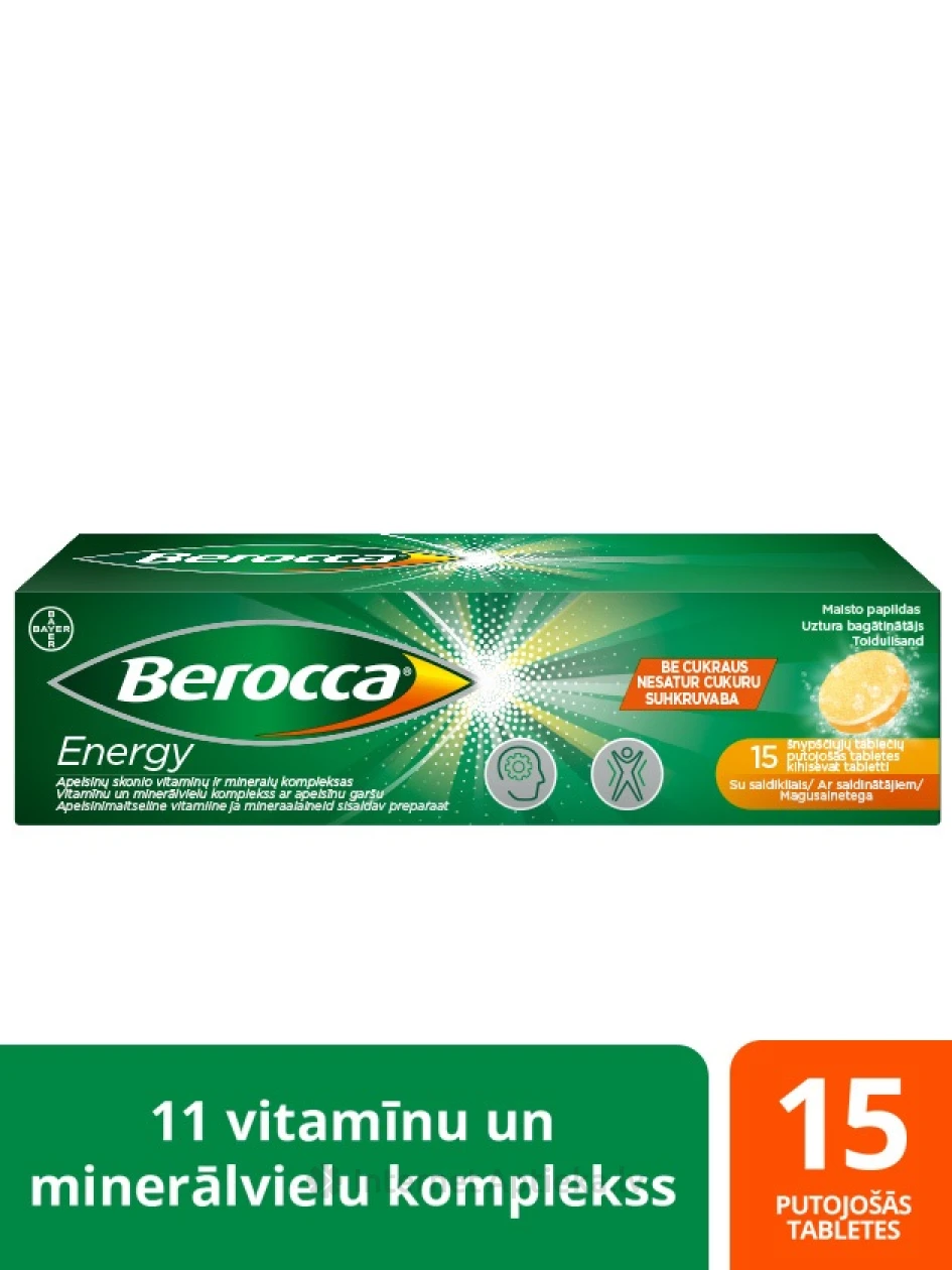Berocca Energy шипучие таблетки, 15 шт. | internetaptieka.lv
