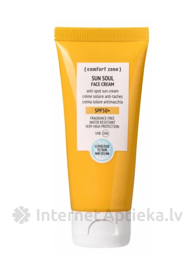 COMFORT ZONE SUN SOUL Veekindel päikesekaitsekreem näole SPF50+, 60 ml | internetaptieka.lv
