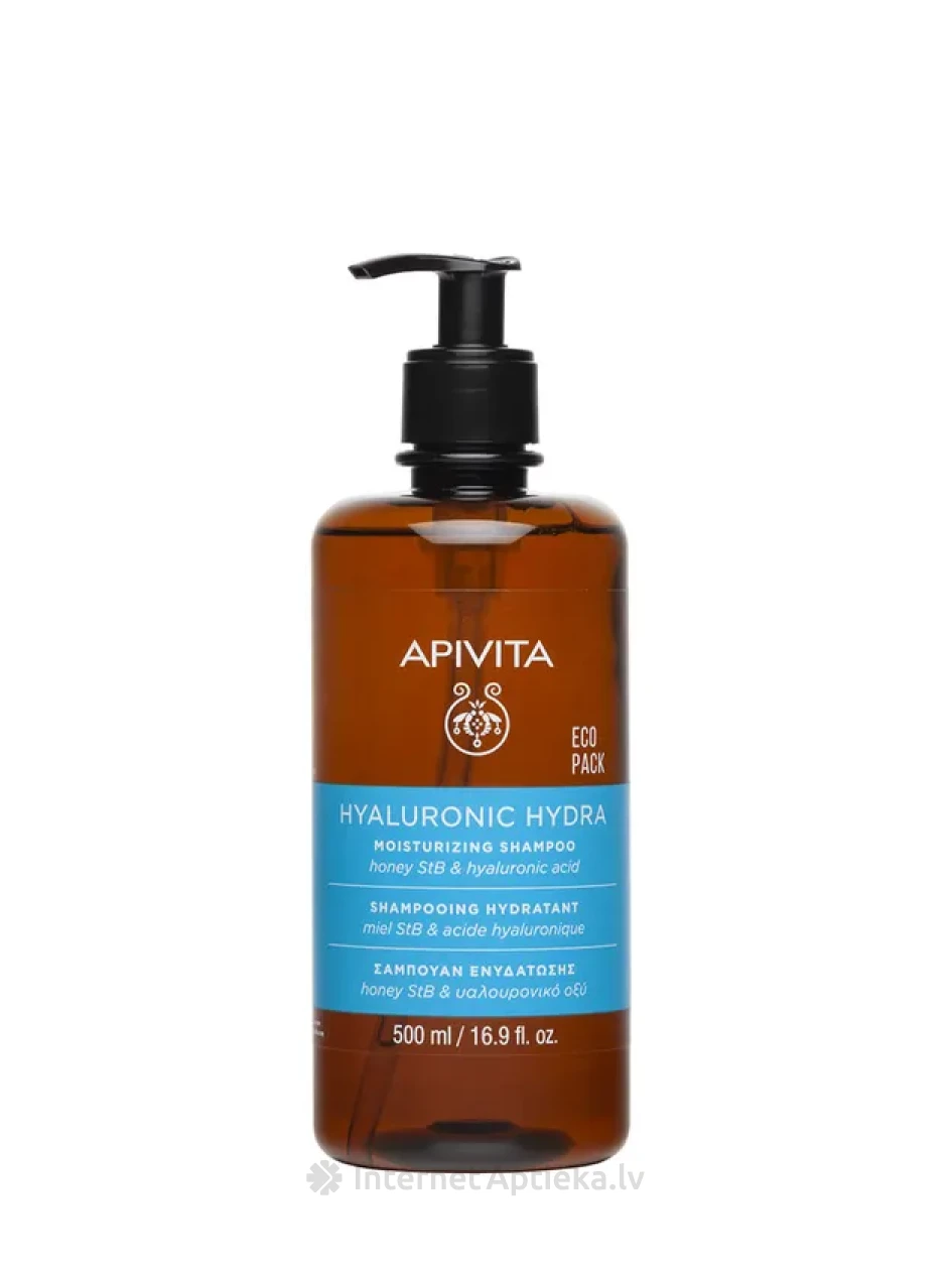 APIVITA HÜALUROONHAPPE HYDRA niisutav šampoon, 500 ml | internetaptieka.lv