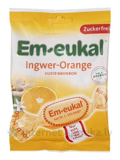 Em-Eukal ingveri ja apelsini kommid ilma suhkruta, 75 g | internetaptieka.lv