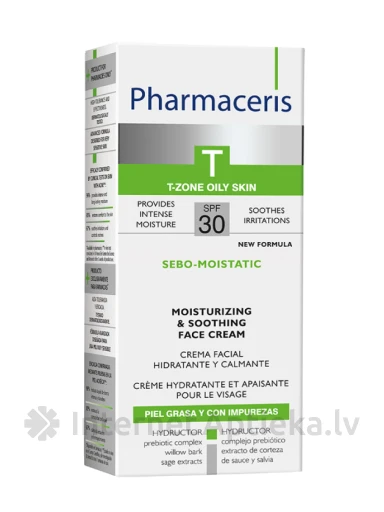 Pharmaceris  T-Sebo mitrinošs un nomierinošs sejas krēms SPF30, 50 ml | internetaptieka.lv