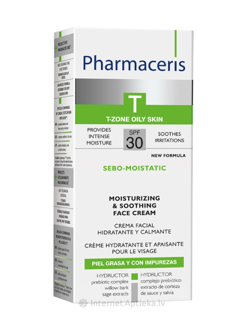 Увлажняющий и успокаивающий крем для лица Pharmaceris T-Sebo SPF30, 50 мл | internetaptieka.lv