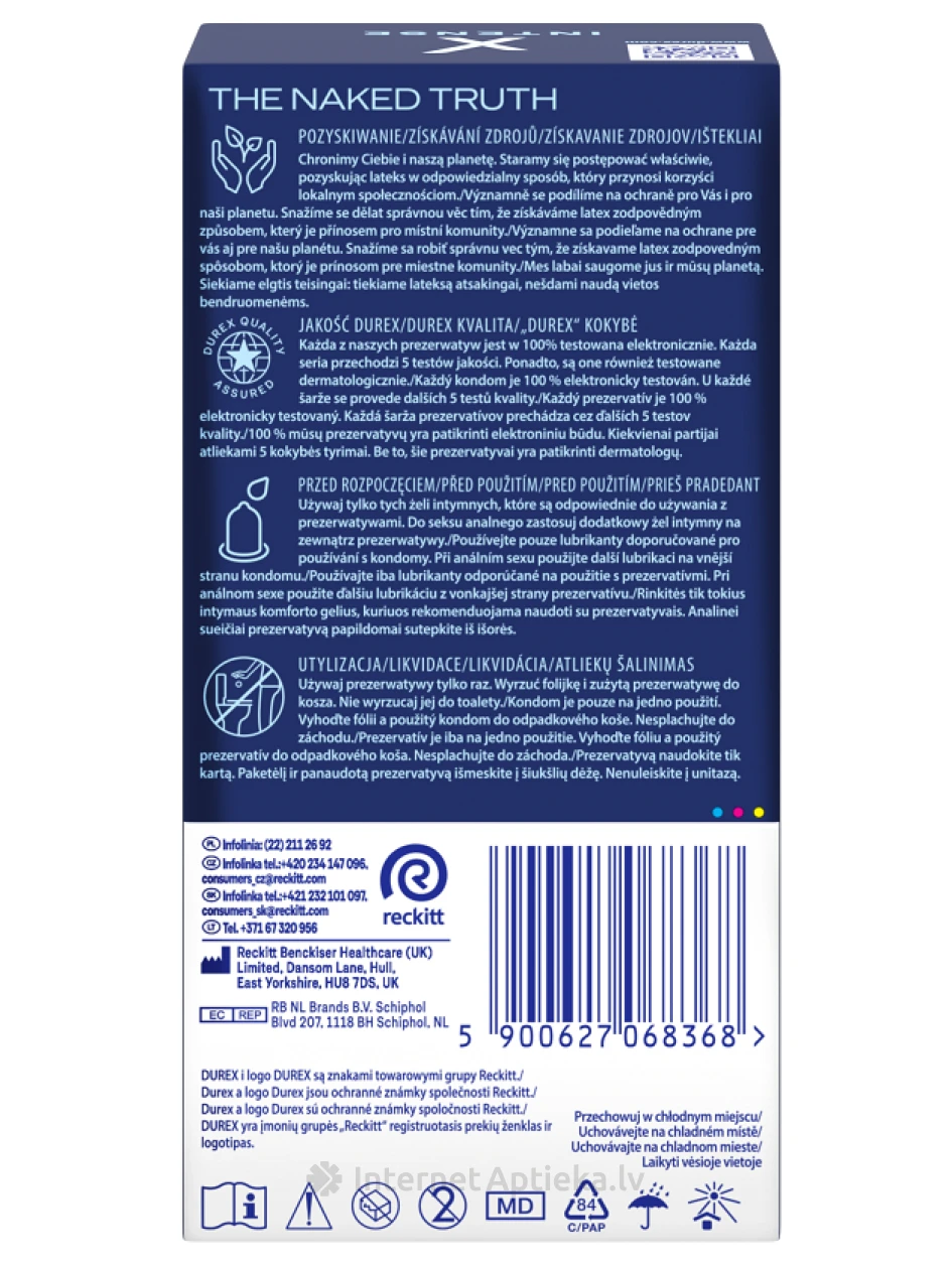 Durex Intense Презервативы, 10 шт. | internetaptieka.lv