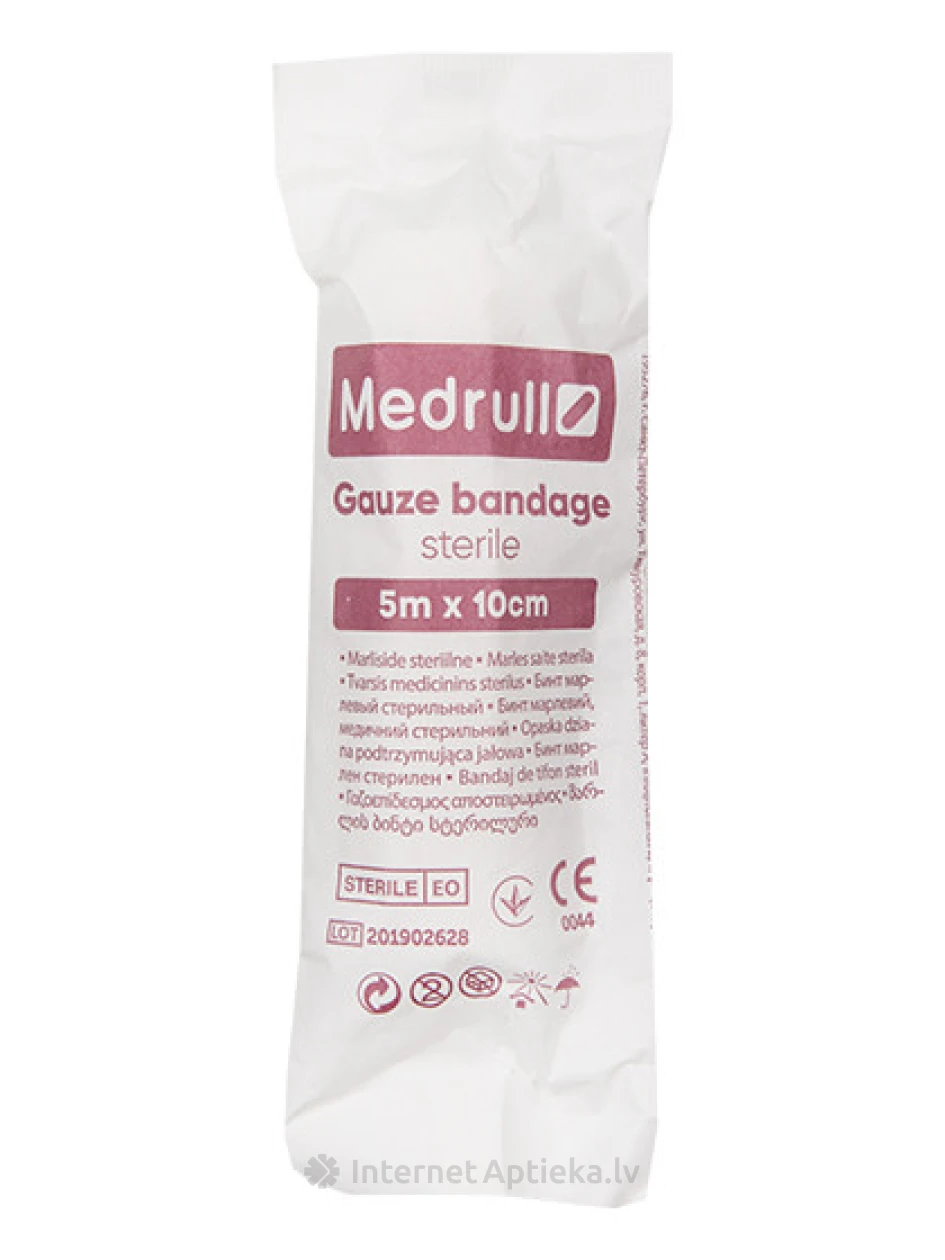 Medrull марлевая повязка 5 м х 10 см, 1 шт | internetaptieka.lv