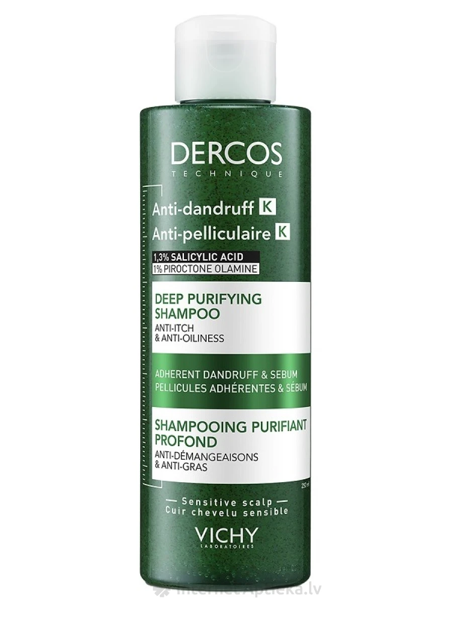 Vichy Dercos anti dandruf K.šampūns - skrubis īpaši ciešām taukainām blaugznām, 250 ml | internetaptieka.lv