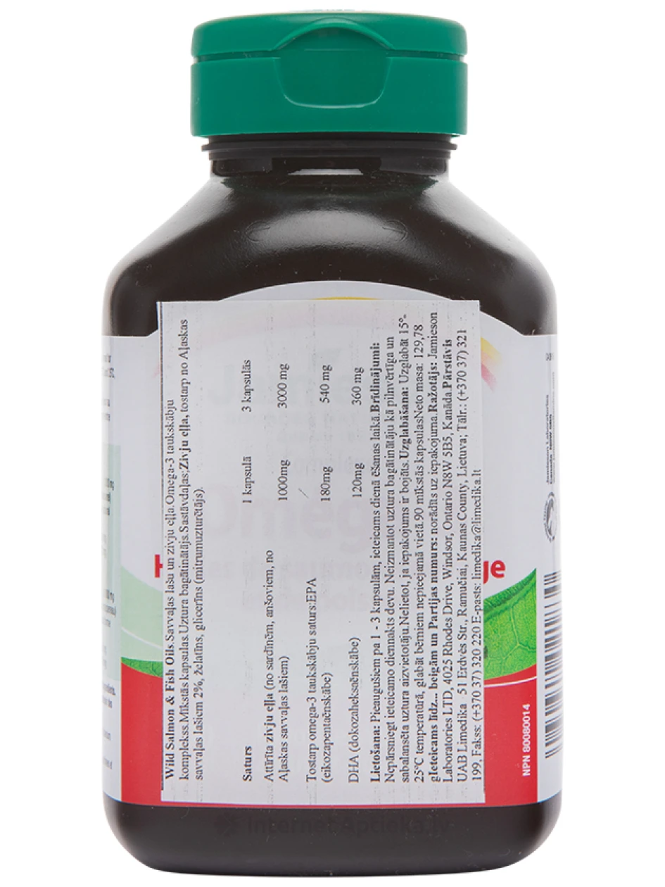 Jamieson Salmon Oil 1000mg lašu eļļa, 90 kapsulas | internetaptieka.lv