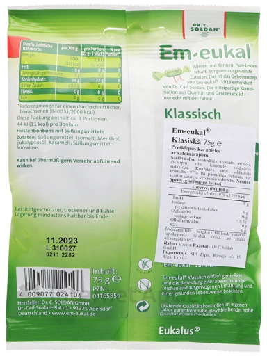 Em-Eukal Konfektes Klasiskie bez cukura, 75 g | internetaptieka.lv