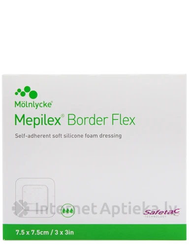 Mepilex Border Flex plāksteris 7.5 x 7.5 cm, 5 gb. | internetaptieka.lv