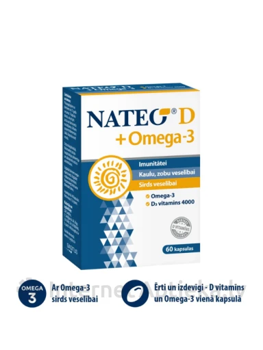 Nateo D3 Plus SV4000 Omega-3, 60 kapsulas | internetaptieka.lv