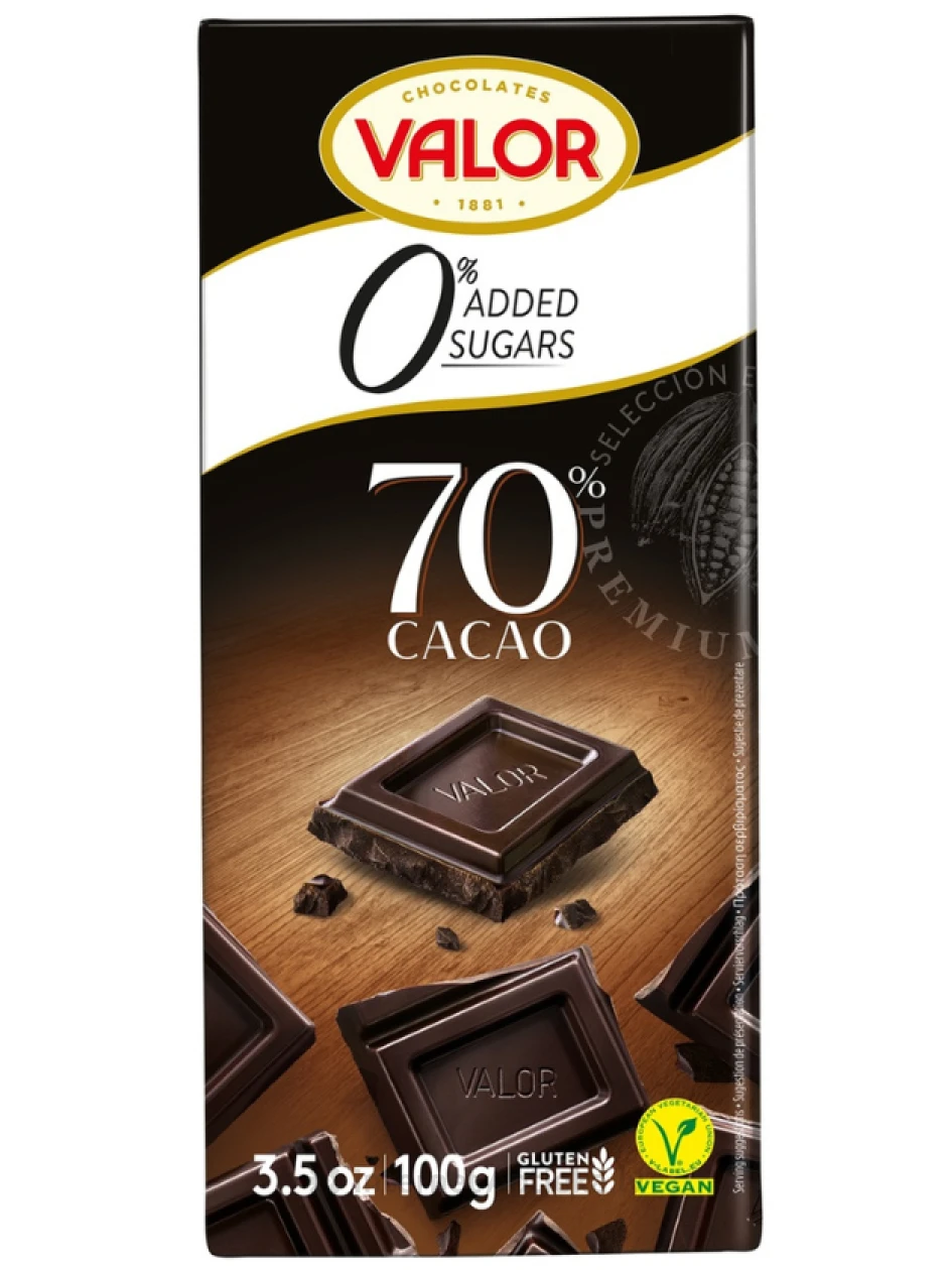 Valor тёмный шоколад 70% без сахара, 100 g | internetaptieka.lv