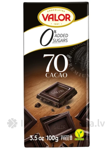 Valor тёмный шоколад 70% без сахара, 100 g | internetaptieka.lv