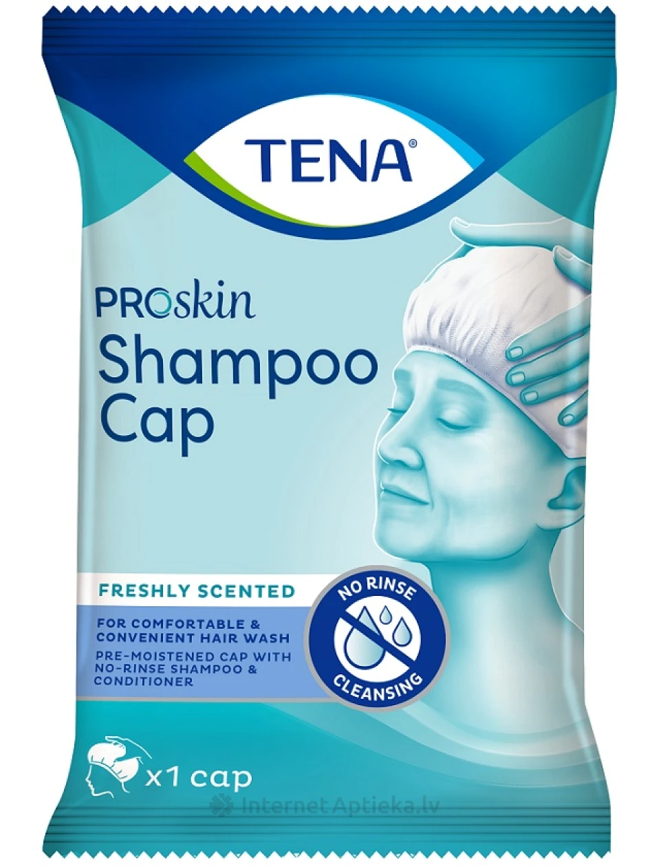 Tena Shampoo Cap влажная шапочка для мытья головы без шампуня, 1 шт. | internetaptieka.lv