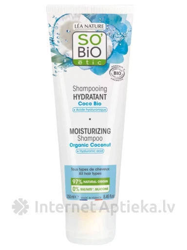 So Bio Organiskais mitrinošais šampūns ar kokosriekstu, 250 ml | internetaptieka.lv