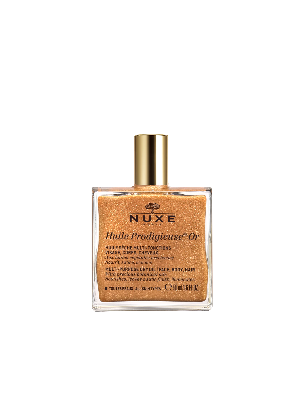 NUXE Huile Prodigieuse Or Shimmering sausā eļļa ādas mirdzumam (sejas un ķermeņa aprūpei) 50 ml