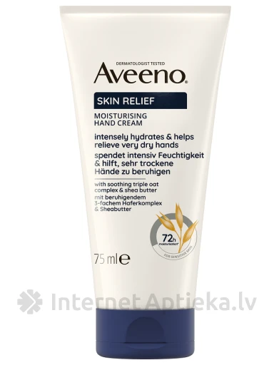 AVEENO Skin Relief mitrinošs krēms roku ādai bez smaržas, 75 ml | internetaptieka.lv