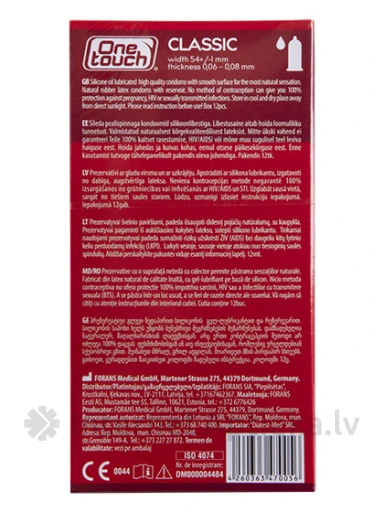 One Touch Classic презервативы, 12 шт. | internetaptieka.lv