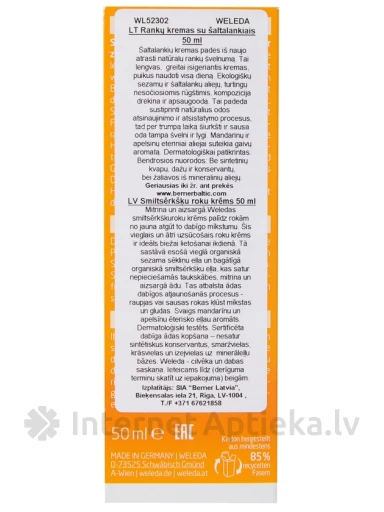 Weleda Облепиховый питательный крем для рук, 50 мл | internetaptieka.lv