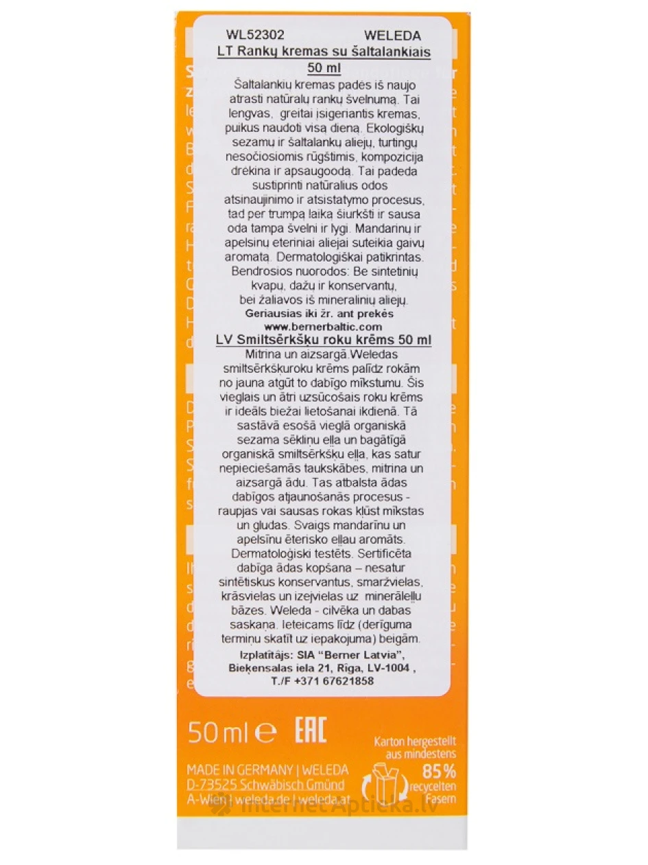 Weleda roku krēms ar smiltsērkšķiem ikdienas lietošanai, 50 ml | internetaptieka.lv