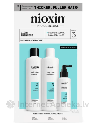 NIOXIN SYS3 komplekt värvilistele juustele, millel on kerge hõrenemine, 150 ml+150 ml+50 ml | internetaptieka.lv