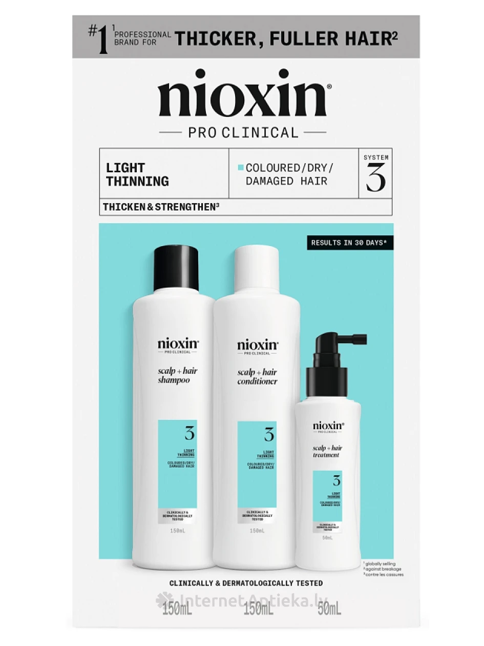 NIOXIN SYS3 komplekt värvilistele juustele, millel on kerge hõrenemine, 150 ml+150 ml+50 ml | internetaptieka.lv