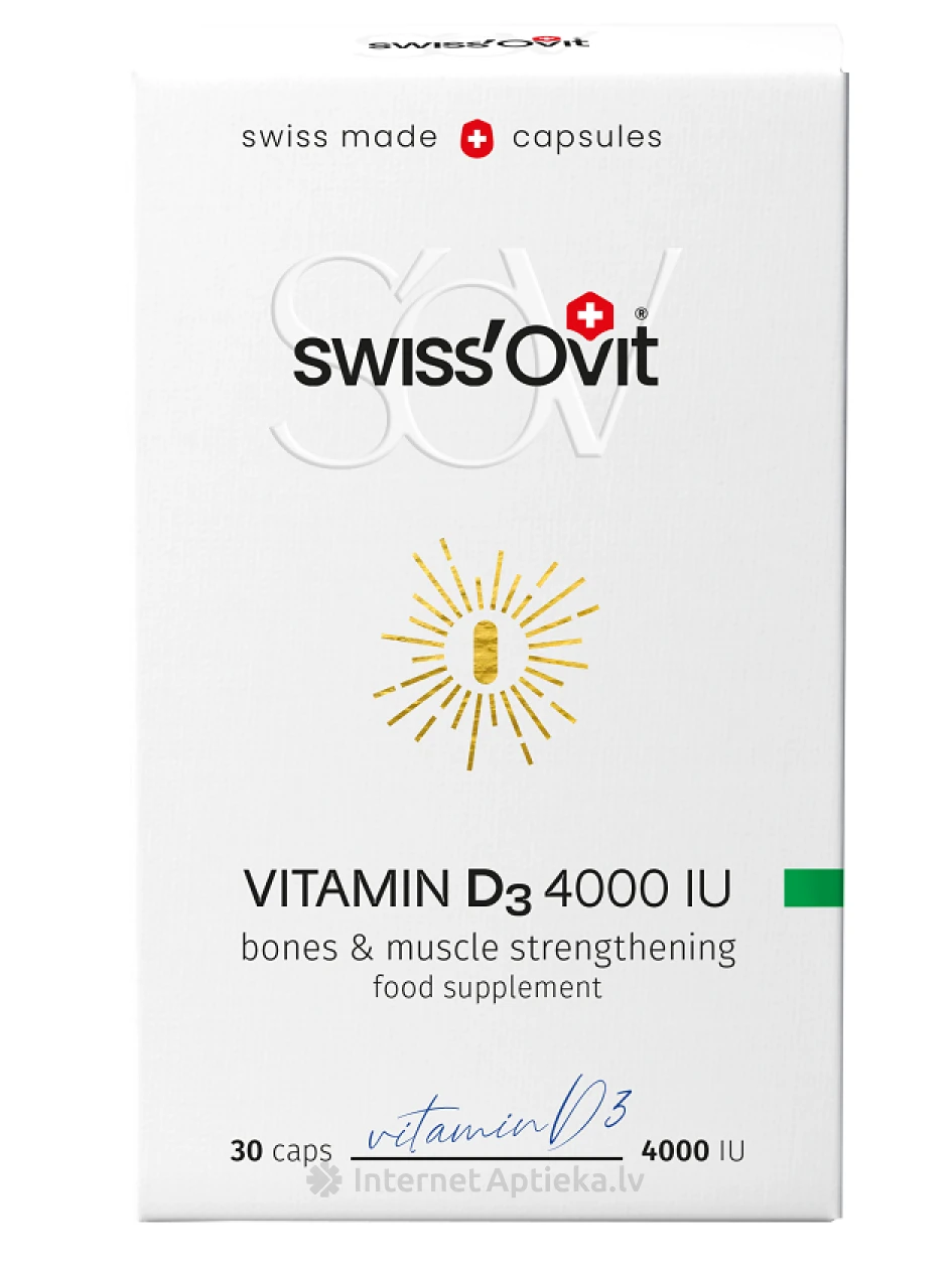Swiss`Ovit Vitamiin D3 4000IU, 30 kapslit | internetaptieka.lv