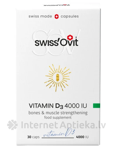 Swiss`Ovit Vitamin D3 4000IU, 30 капсул | internetaptieka.lv