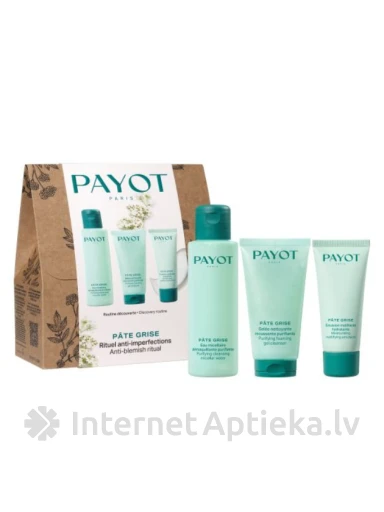 PAYOT Pate Grise komplekts (attīroša želeja 50ml+matējošs krēms 30ml+micelārais ūdens 100ml) | internetaptieka.lv