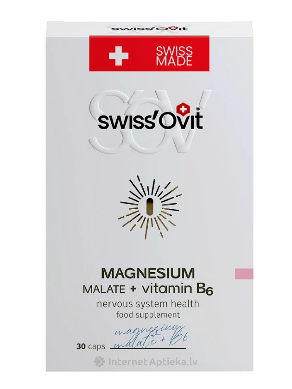 Swiss´Ovit Magnesium Malate 150mg + Vit. B6, 30 капсул | internetaptieka.lv