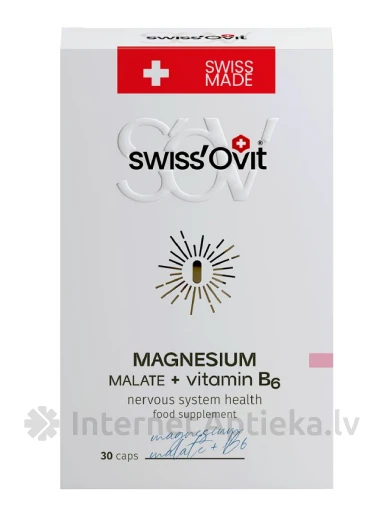 Swiss´Ovit Magnesium Malate 150mg + Vit. B6, 30 капсул | internetaptieka.lv