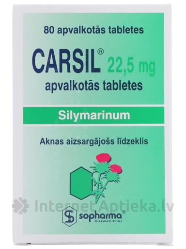 Carsil 22.5 mg, 80 драже | internetaptieka.lv