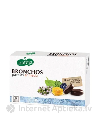 Natēja Bronchos pastilas ar medu, 12 gab. | internetaptieka.lv