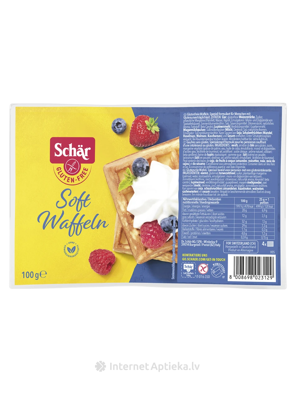 Schär Soft Waffeln bezglutēna mīkstās vafeles, 4 gab. | internetaptieka.lv