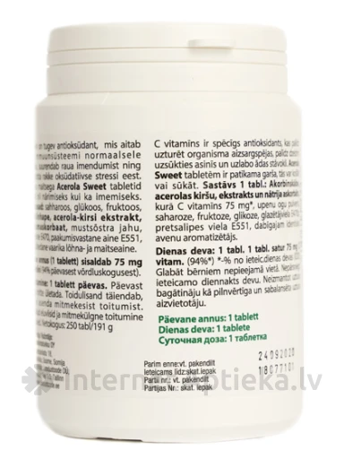 Acerola Sweet, 250 tabletes | internetaptieka.lv