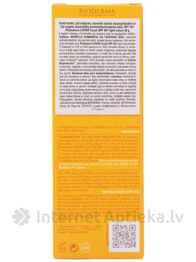 Bioderma Photoderm Cover touch SPF50+ heledalt toonitud, 40 g | internetaptieka.lv